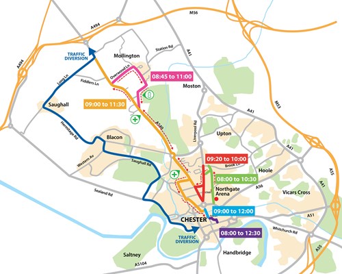 Map of the main road closures